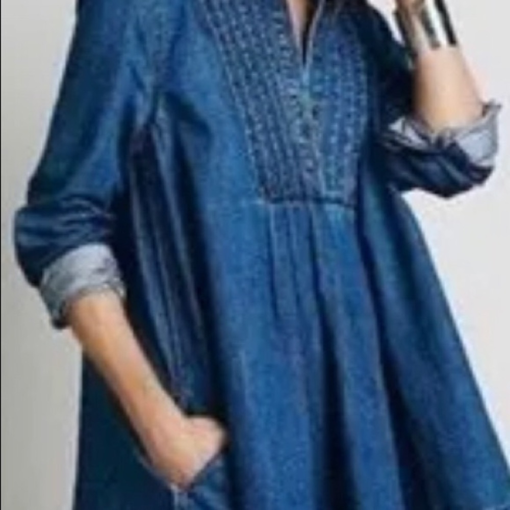 Free People tuxedo front denim tunic sz XS